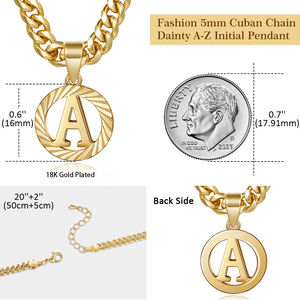 Collar Personalizado de Lujo con Inicial en Letra de Oro de 18K y Cadena Cubana de Acero Inoxidable - Product Image 2