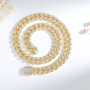 OUGEPHELI 12mm 2 filas Hip Hop Iced Out CZ Zircon Collar De Cadena Cubana Eslabones Cubano Collar Miami Cuban Link Chain - Product Image 3