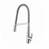 Robinet de cuisine commercial moderne à poignée unique, à bec haut et flexible, en nickel brossé, avec douchette extractible pour évier de cuisine