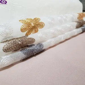 Wholesale Modern Elegant 100% Polyester Voile Granada Chain Yarn Embroidery Curtain Fabric