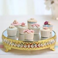 Accessoires de mariage européens, support à gâteau en fer, décorations pour la maison, ornements de dessert pour fêtes, plateau miroir en métal, style contemporain, Ramadan, Diwali