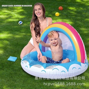 Piscine gonflable arc-en-ciel pour bébé, 37 pouces, PVC, pour jeux aquatiques en extérieur, pour enfants, usage domestique - Product Image 2