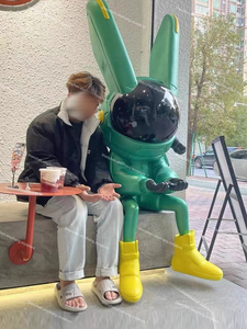 Trừu Tượng Khổng Lồ Mạ Điện Sợi Thủy Tinh Bóng Thỏ Tượng Nhựa Không Gian Thỏ Thủ Công Thanh Trang Trí Nội Thất - Product Image 3