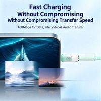 Câble de charge tressé en PVC Type-C 60W 30W, transfert de données rapide PD3.0 480 Mbps pour téléphone portable et imprimante
