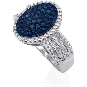 แหวนเพชร Jewelspaark 0.30 กะรัต ทรงกลม สีน้ำเงินเสริมประกาย เงินแท้ 925 สำหรับผู้หญิง แหวนหมั้น - Product Image 1
