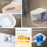WC Intelligent Électrique en Céramique Monobloc pour Hôtels, Monté au Sol, avec Fonction Bidet Intégré