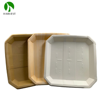 Bandeja de Papel Kraft Serie SY 3.0CB, Blanca con Diseño de Grano de Madera, Desechable y Reciclable para Alimentos