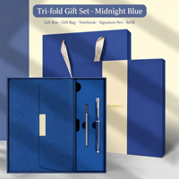 Ensemble cadeau netbook en cuir PU magnétique avec logo personnalisé en feuille d'or, couverture rigide pour cadeau d'entreprise, de bureau ou de direction