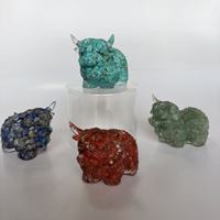 Figurine de vache des Highlands en résine cristalline faite à la main, ornement de guérison en pierres précieuses naturelles pour la décoration intérieure