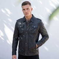 Veste de motard en cuir véritable noir pour homme, fabriquée par une usine de vêtements, veste de motard populaire