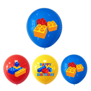 Décorations de fête d'<span class=keywords><strong>anniversaire</strong></span> sur le thème des blocs de construction, toppers de gâteau, bannières, ballons - Pack de fournitures pour fête d'<span class=keywords><strong>anniversaire</strong></span> sur le thème coloré de l'été - Product Image 6