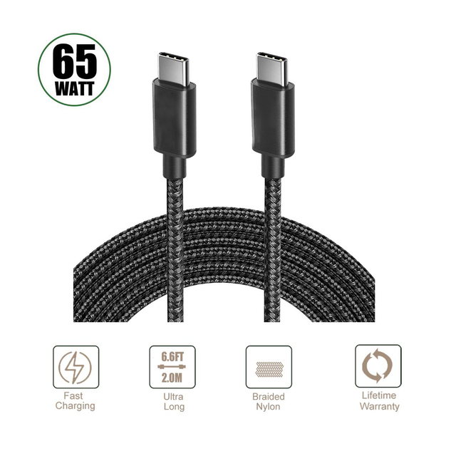 Original 2M Nylon Braided USB Type C Charging Cable 65W Fast 3A for iOS Camera Devices Compatible 65W Mobile Phone Computer