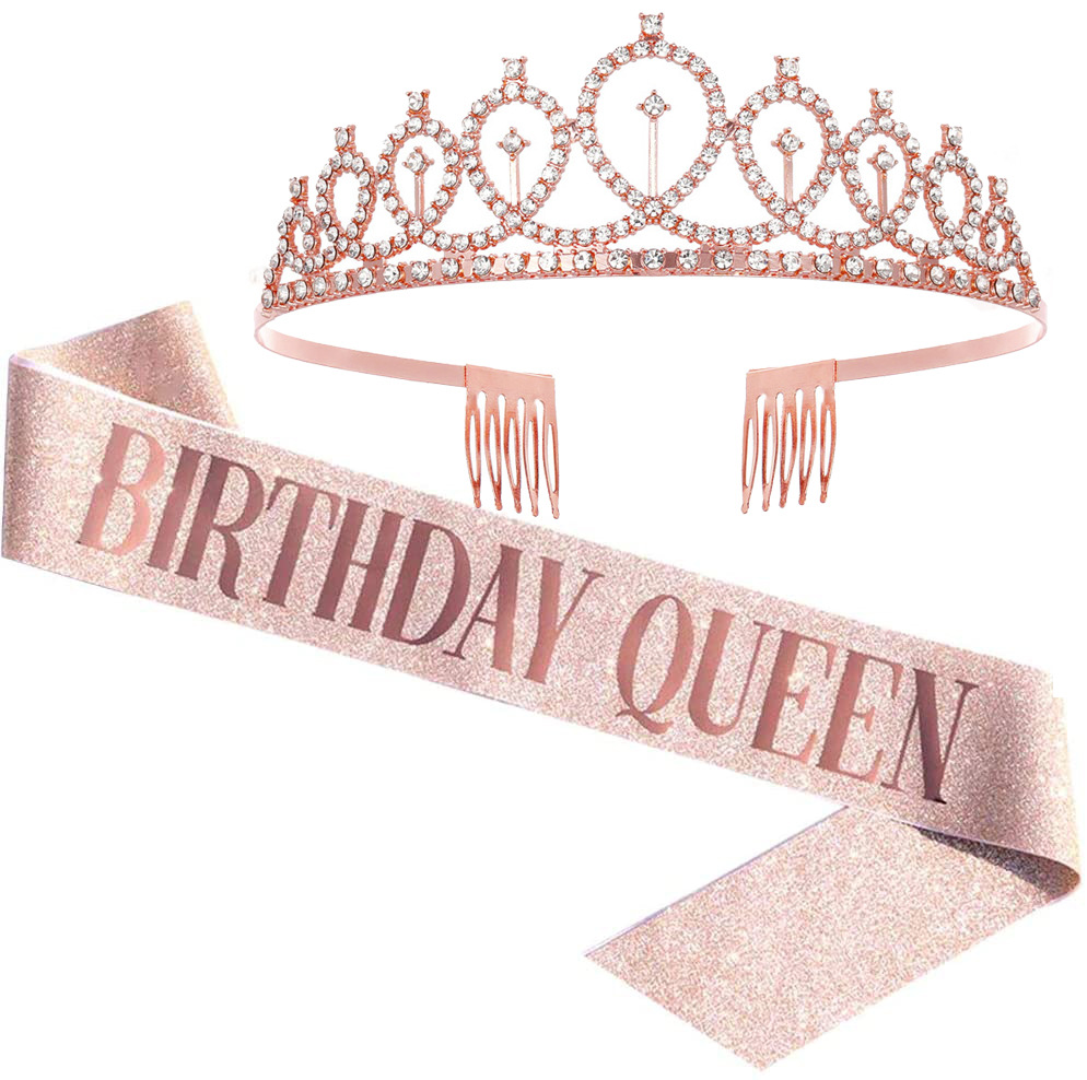 Set regina del compleanno in oro rosa