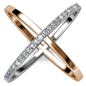 Anillo de Compromiso de Moda Chapado en Oro Blanco de 18K y Oro Rosa con Cristales de Estrás para Mujer, Regalo de Aniversario de Boda, Tercera Opción de Regalo - Product Image 1