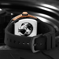 LIGE LG89138 Montre Automatique Silicone 3D Diamant Squelette Creux Hommes Montres Cadeau Lumineux Montres Tourbillon Montre Homme