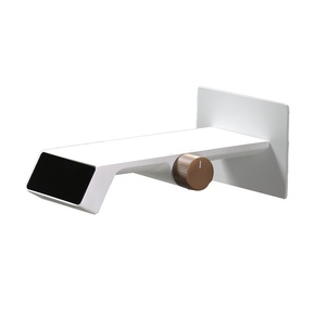 All-<b>Copper</b> Double <b>Handle</b> Wall-Mounted Bathroom Basin Ceramic Core Light Luxury Hot Cold Water Electroplated FL-B011 Wall-Mounted - Product Image 4