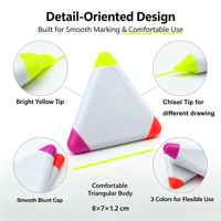 Surligneur triangulaire portable personnalisé 3 couleurs, marqueur rapide multicolore pour l'étude, le bureau, les voyages, la prise de notes et l'annotation des livres
