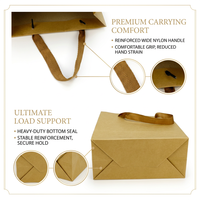 Sac fourre-tout en papier kraft brun de luxe, écologique, biodégradable, avec logo personnalisé, fond plat renforcé, large poignée en nylon, idéal pour les boutiques et les cadeaux