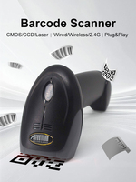 Escáner de Código de Barras 2D Inalámbrico USB de Alta Velocidad, 250 Escaneos/Segundo, Compatible con Códigos QR, Memoria de Alta Capacidad para Inventario Minorista