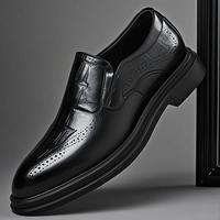 Chaussures Oxford en cuir pour homme, style britannique, bout pointu, rehaussantes, antidérapantes, à enfiler.