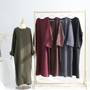 Loriya Ramadán EID Abaya Dubai islámico musulmán Kaftan Abayas Color sólido mujeres vestidos modestos Tie-Cuff Abaya informal de gran tamaño - Product Image 6