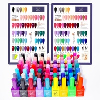 Lot de 60 vernis à ongles gel de haute qualité, couleurs variées, avec top coat, primer, vernis permanent, gel UV, cosmétiques