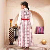 Robe longue à manches longues imprimée pour filles, style arabe turc, Dubaï, Moyen-Orient, robe pour enfants