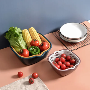 Usine en gros 6 pièces moderne en plastique cuisine Double lavabo fruits panier filtre eau bleu vidange panier - Product Image 5