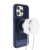 Étui de téléphone de luxe à dissipation thermique avec charge magnétique sans fil et support métallique pour iPhone 16 15 Pro Max Plus 16E XR