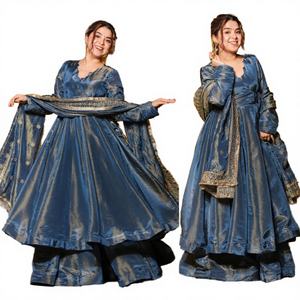 Vestido Musulmán Antra Lifestyle de Invierno, Estilo Étnico Eid para Mujer, Salwar Dubai, Mangas Abullonadas, Seda Chinon Pesada de Secado Rápido, para Fiestas Nocturnas - Product Image 1