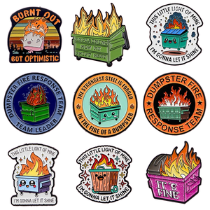 Insignia de Metal de aleación de Venta caliente, citas de comercio transfronterizo grabadas, broche de cubo de basura, Pin plateado, ropa, mochila, carta - Product Image 1