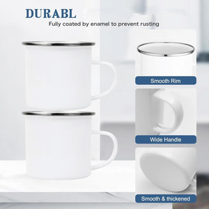Custom White Metal Vintage Imitation Enamel Sublimation <b>Coffee</b> Mugs 12oz Enamel Cups for Sublimation Printing - Product Image 3
