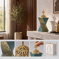 Brûleur d'encens en résine torsadée Bakhoor, boîte cadeau de luxe pour l'aromathérapie, encensoir en calligraphie arabe dorée, 4 couleurs, Ramadan, Eid Festival