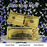 Billet de banque en polymère personnalisé de 100 $ US, imprimé numériquement, collection de monnaie avec placage en feuille d'or