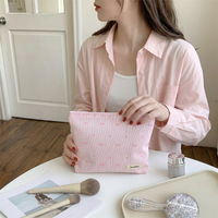 Bolsa de Maquillaje de Poliéster con Lazo y Logotipo Personalizado, Bolsa de Cosméticos de Gran Capacidad, Organizador de Viaje con Cierre, Bolsa de Almacenamiento Portátil para Mujer