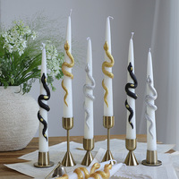 Lot de 2 bougies décoratives stéréo coniques longues de 25 cm en cire de soja sans fumée pour Halloween, Noël et ambiance festive domestique