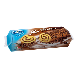G.250X11 Rollo de Chocolate Congelado MIDI CACAO Postre con Relleno de Cacao 250g en Bolsa CASALINI SRL - Product Image 1