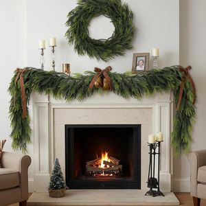 Guirlandes <span class=keywords><strong>de</strong></span> Noël en cèdre et pin <span class=keywords><strong>de</strong></span> 6 pieds, guirlande <span class=keywords><strong>de</strong></span> verdure réaliste pour la table, le mur, les décorations <span class=keywords><strong>de</strong></span> Noël intérieures et extérieures - Product Image 1