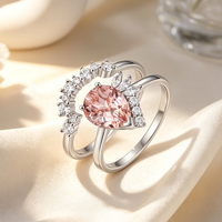 Bijoux Moyu OEM ODM, bijoux de mariée, bague de fiançailles et de mariage en argent sterling 925, forme goutte d'eau, zircone cubique rose