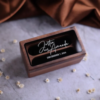 Boîte en noyer massif pour bijoux de mariage DIY, avec couvercle transparent et logo personnalisé, vente en gros