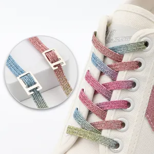 1 Pair Elastic Shoelaces Rainbow No Tie Shoe Laces For Sneakers Lazy Lace Kids Adult Quick Stretching Lock Flat Shoelace