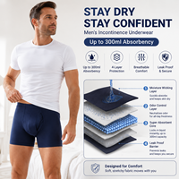 Caleçons Boxers Anti-Fuites en Coton 300ML à Faible MOQ, avec Ouverture Facile et 4 Couches, pour le Contrôle Urinaire