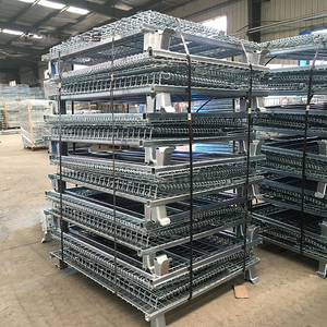 <span class=keywords><strong>Cages</strong></span> galvanisées pliables durables de grillage de stockage en acier en métal empilable fiable - Product Image 4