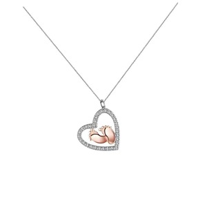 Collar con huella de corazón de dos tonos de plata 925 | Cadena de clavícula ajustable | Venta al por mayor directa de fábrica | Envío rápido - Product Image 5