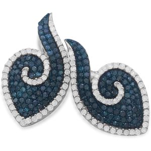 Ornaatis Diamond <b>Stud</b> <b>Earrings</b> 1.56 Cttw Round Cut White And Blue Fancy Sterling <b>Silver</b> Women's Everyday Wear - Product Image 4