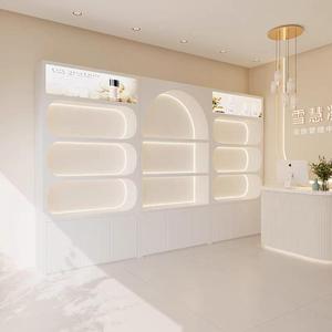 Exhibidor de Salón de Uñas con Iluminación LED, Mueble de Exhibición de Madera Contrachapada, Exhibidor de Pared para Salón de Belleza - Product Image 2