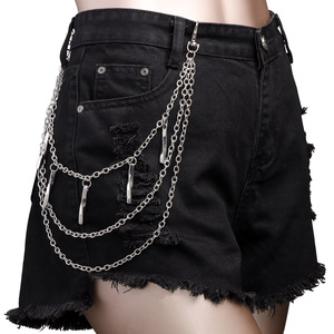 Cadena de cintura geométrica multicapa de metal Yueli, cadena para pantalones de moda hip hop, cadena informal de aleación de zinc blanca K - Product Image 1
