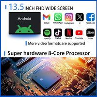 Système de divertissement arrière de voiture, écran de moniteur d'appui-tête de voiture Android rotatif de 13,5 pouces avec WIFI USB 4K HD écran tactile