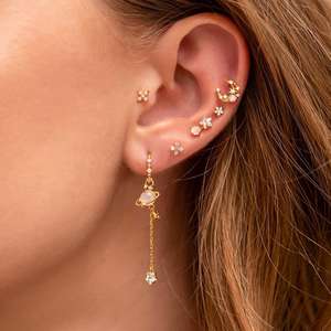 Bijoux fantaisie <span class=keywords><strong>Piercing</strong></span> étoile lune cubique zircone pendentif Cartilage boucle d'oreille chaîne cerceau boucle d'oreille - Product Image 3