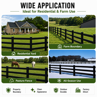 Clôture de ranch en PVC noir à 3 rails, résistante aux intempéries, pour ferme, pâturage, enclos pour bétail et propriété agricole